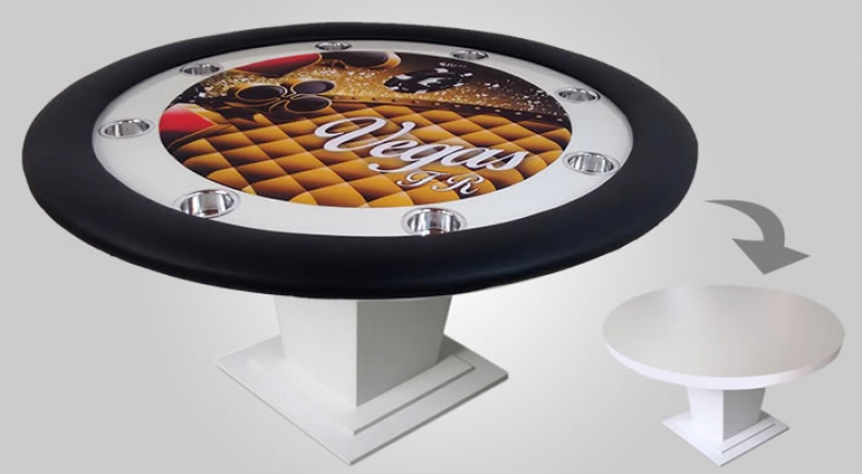 Mesa 2 em 1 de Carteado e Jantar Redonda com Tampo reversível  - R4